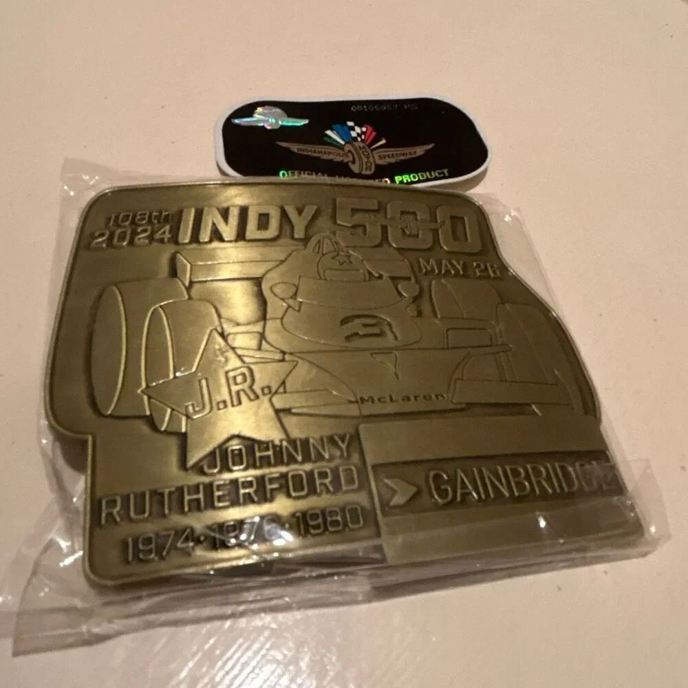 Indy 500 Pit Badge Belt Buckle 2024 Limited Edition Bronze Johnny Rutherford